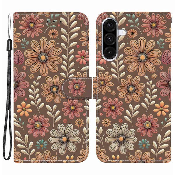 TKdaddy För Samsung Galaxy A26 5G Plånboksfodral Mönstertryck Läder Stativ Telefonfodral med Rem Blossom