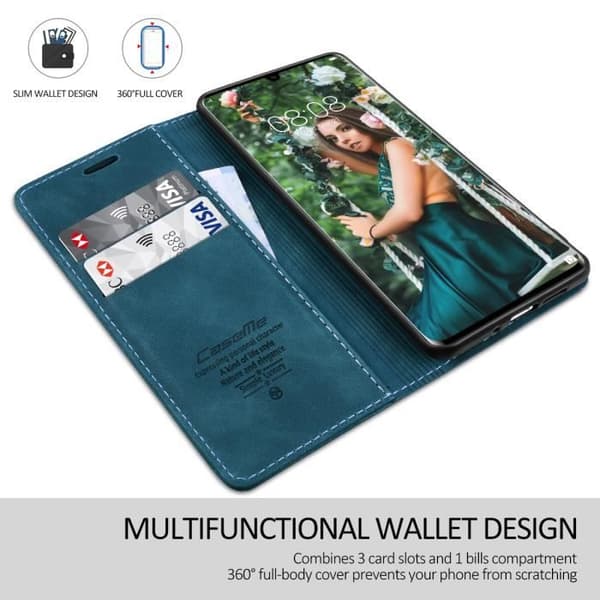【SmartLegend】Huawei P30 Pro Bumperfodral Premium Läder Flip Plånboksfodral Blå