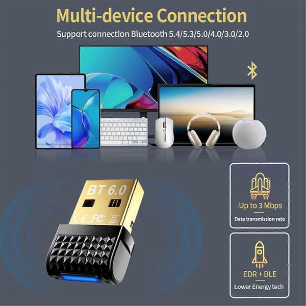 USB Bluetooth 6.0 -sovitinUSB-sovitin Bluetooth 6.0 Black