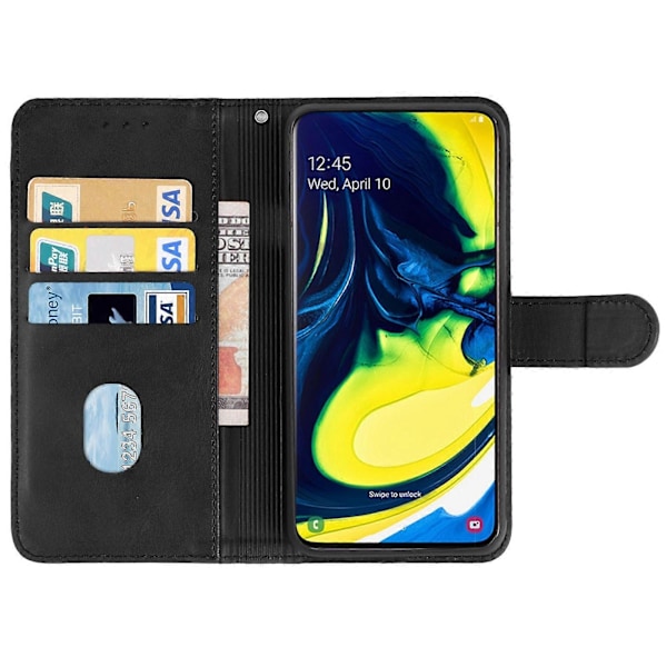 Nahkakotelo, yhteensopiva Samsung Galaxy A80:n kanssa Black