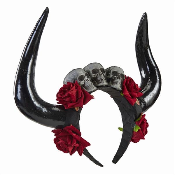 Halloween Demon Horn Antilope Hodebånd Hodeskalle Hodebånd Djevelhorn Hodebånd De Dødes Dag Hodebånd Goth Hodeplagg Svart Black