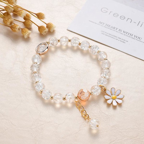 Nya koreanska blommor Daisy armband Bohemain färgglada kristallpärlor armband handgjorda elastiska rep kvinnor smycken color