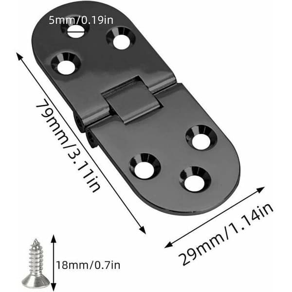 Foldbare hængsler til møbler - OKZ - 10 stk. - Zinklegering - 29x79 mm - 2 mm tykke - Sort