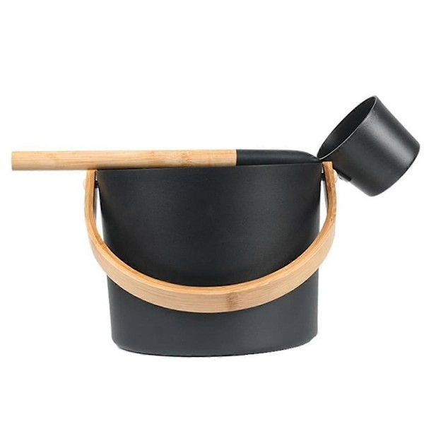 Finsk Sauna Aluminiumspand, Langskaftet Skesæt, Saunaspand, Badeværelse, Sauna Dampbad Tilbehør Black