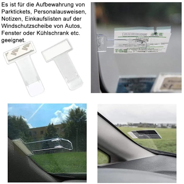 Parkeringsbiljetthållare, 4-pack transparent biljetthållare för vindruta, korthållare med sugkopp för bilvindruta transparent,