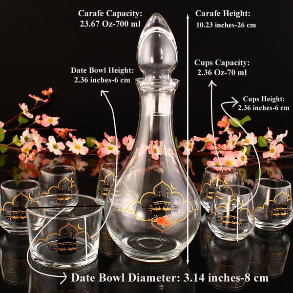 Glass Zam Vattenserveringskoppar Set 26CM*10CM