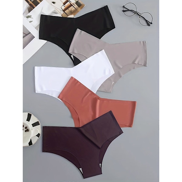 JUEGE* 5 kpl Saumattomat Hipster-alushousut, mukavat ja hengittävät joustavat alushousut, naisten alusvaatteet Mixed Colors L(8.10)