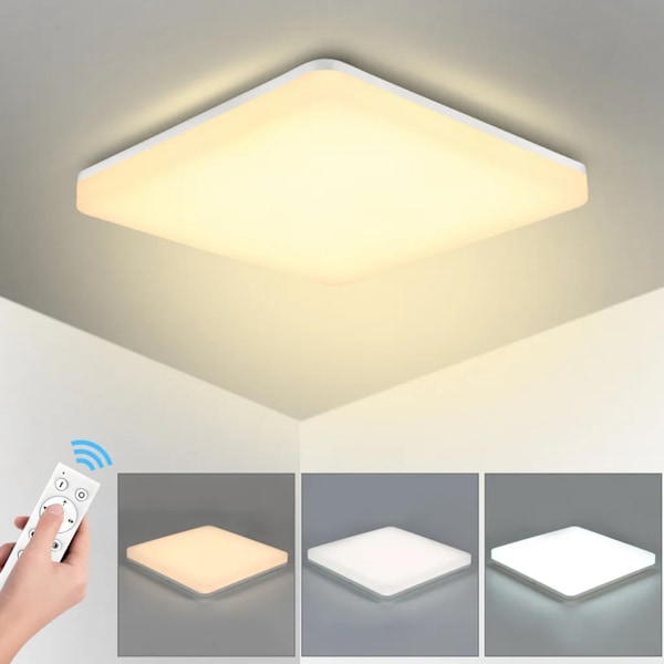 Dimmable LED ceiling light 24W for living room, IP54 rated, perfect for halls and kitchens