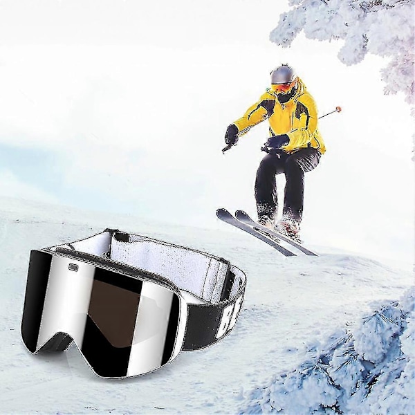 Cylindriske dobbeltlags skibriller Komfortable vindtætte snebriller til skiløb og snescooterkørsel White Green lens