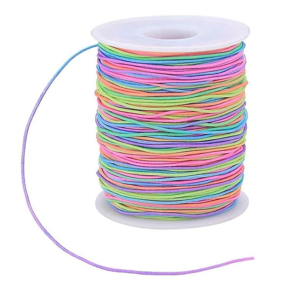 Elastisk snor, perletråder, regnbuefarget snor, stoffhåndverkssnor for armbånd
