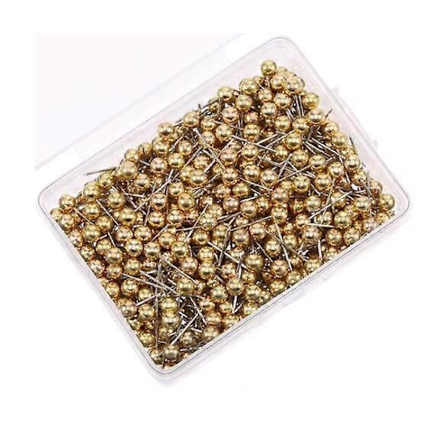 200 kpl Kultaisia nastoja Koristeelliset peukalonastat Pyöreä pallopää Mini karttanastat Vaatteiden ompelunastat karttoihin valokuviin askarteluun toimistoon Golden 1.50X0.40X0.40CM
