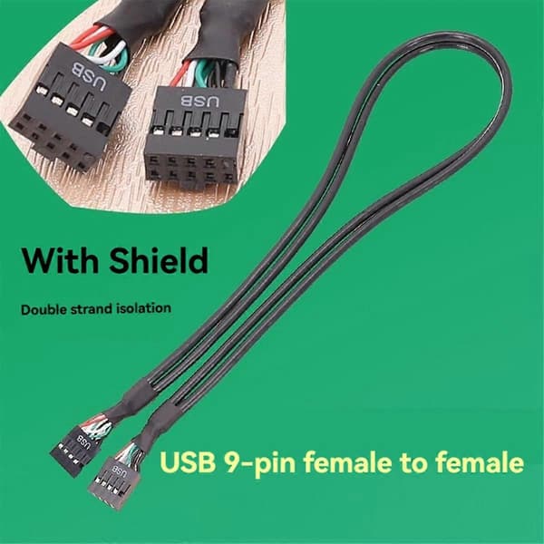 Bundkort USB 9PIN Hun til Hun Intern Kabel USB2.0 Internt Bundkort Header Kabel Black