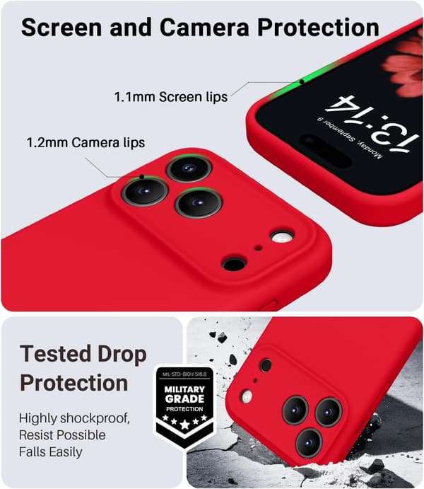 [KK] Magnetic Case for iPhone 17 Pro, Magsafe Compatible, Classic Liquid Silicone Case, Anti-Scratch Microfiber Lining (Red) Roug iPhone 17 Pro iPhone 17 Pro Rouge