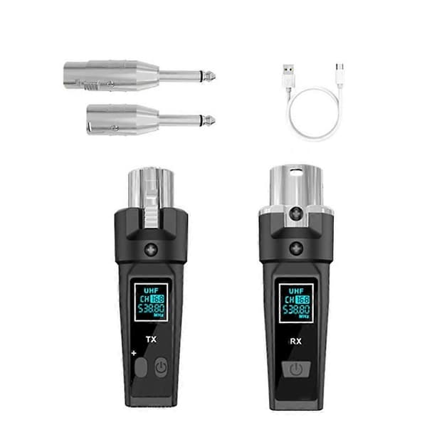 2.4G XLR-adapter system trådløs mikrofonsender mottaker for dynamisk mikrofon lydmikser gitar PA-system Black