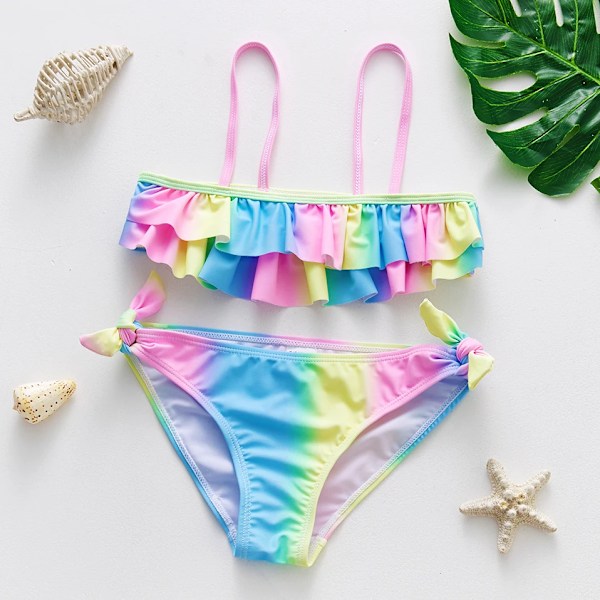 2~12Y Flickor Badkläder Tvådelad Flickor Badkläder Hög Kvalitet Set Biquini Infantil Härlig Barn Strandkläder-ST108MIX 9072 regnbåge 9072 rainbow 2-3Years