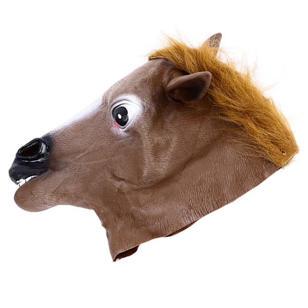 Brun hästmask, bekväm, hållbar, naturtrogen, festlig hästmask för cosplay och Halloween