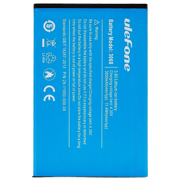 For Ulefone S1 3.80V 3000mAh Oppladbart Li-ion Batteri Montert (Kode: 3068)