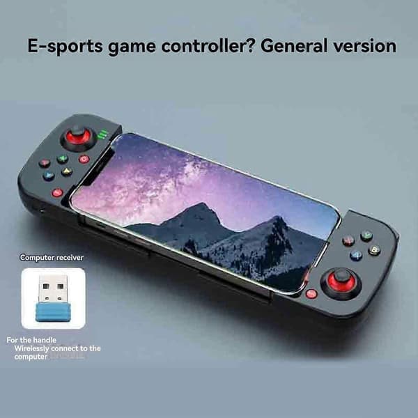 D3 Strækbar Mobil Spilcontroller 3D Joystick Bluetooth 5.0 Trådløs Gamepad til PUBG til IPhone IOS Android A Black