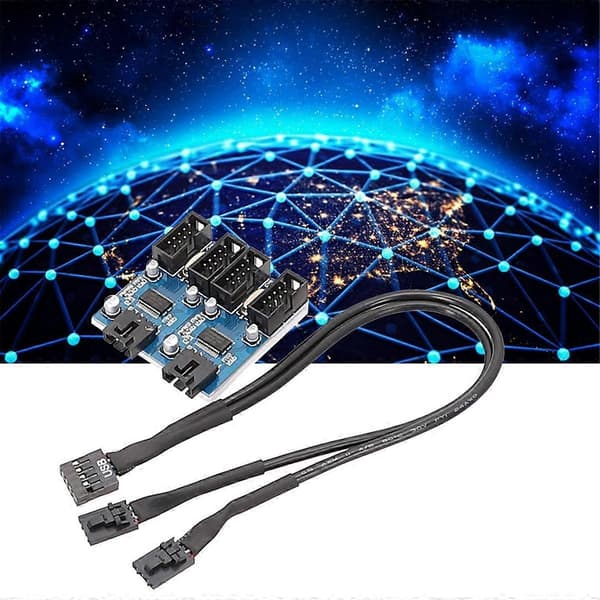 Bundkort 9Pin USB2.0 forlængerkabel 9PIN til dobbelt 9PIN med chip understøtter delt multi-interface Black