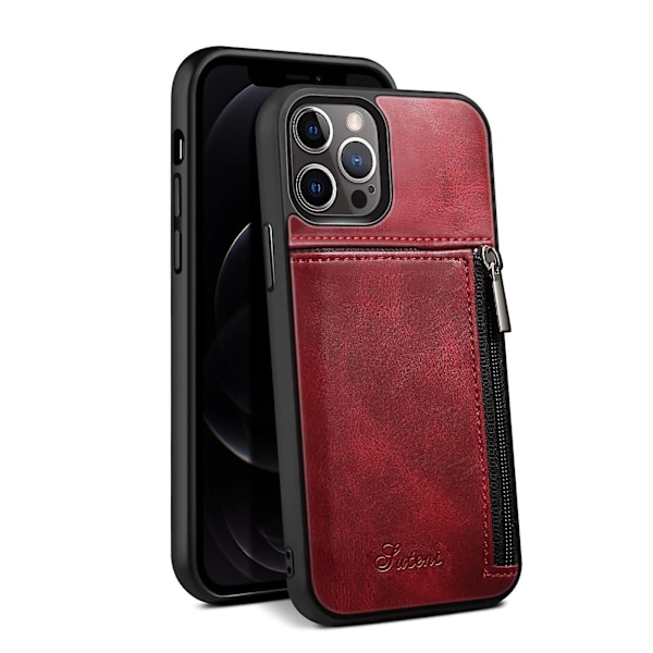 Plånboksfodral för iPhone 13 Pro Slim PU Läder Baksida Skyddande Skal (Röd)