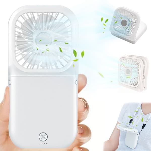 Mini sammenklappelig halsventilator - USB - Ultra bærbar - Lydløs - Multifunktionel - Sort