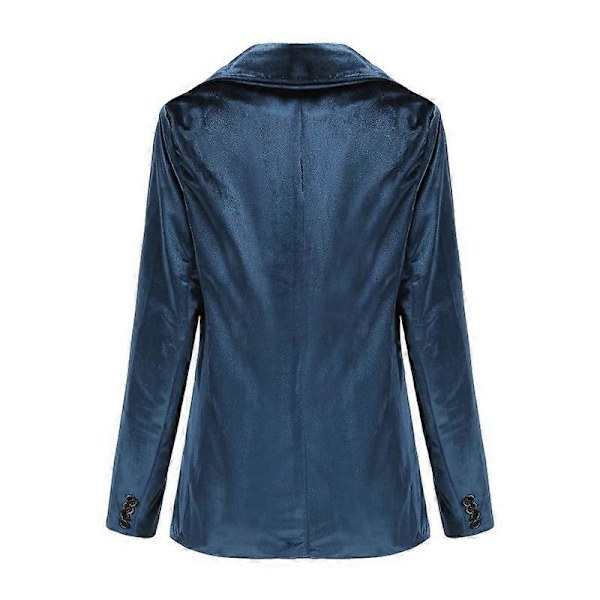 Dame Velvet Blazer Langærmet Formel Jakkesæt Casual En Knap Jakker Toppe blue S