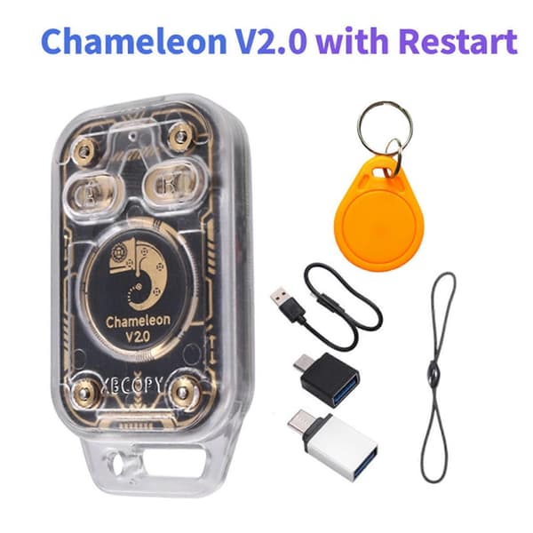 2X Chameleon V2.0 RFID Smart Chip-leser Emulator+2XUID Nøkkelring NFC Duplikator 125K 13.56Mhz Kortdekoder Transparent shell
