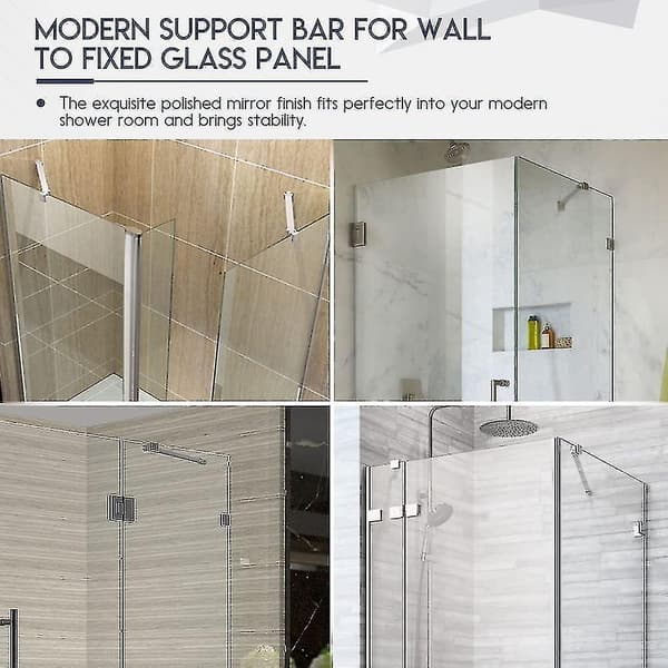 40 cm rustfrit stål rammeløs brusekabinedør fast panel væg til glas støttestang til 6 mm 8 mm 10 mm tykt glas A175