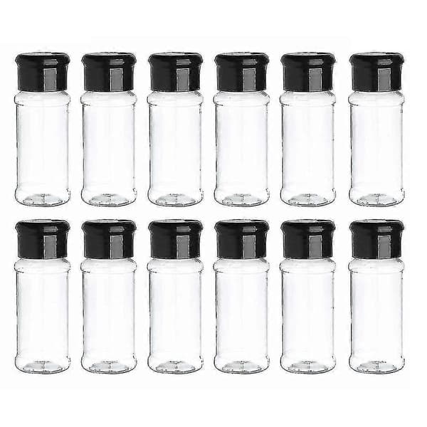 [KK]12-pack Plastic Spice Jars with Lids, 100 ml Spice Storage Container Bottle Spice Pepper