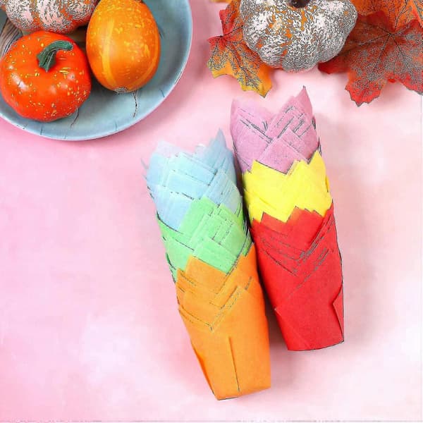 150 Stk. Mini Bageforme Tulipan Bageforme Cupcake Papir Muffinforme Til Bryllup, Fødselsdag, Ba