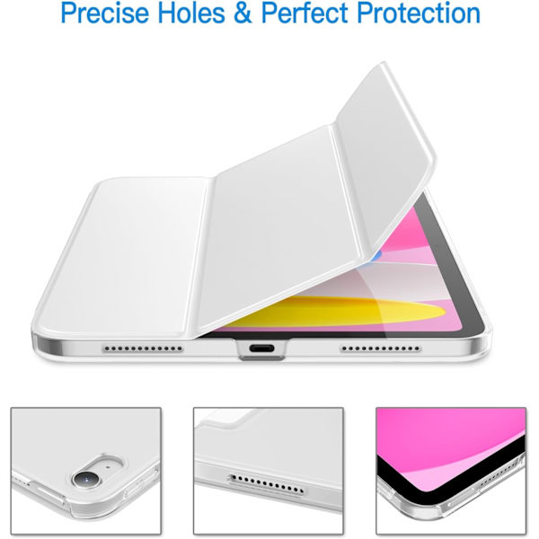 [KK] Case for iPad (A16) 11th/10th Generation (2025/2022), Slim Stand Hard Back Shell Auto Wake/Sleep Function (White)