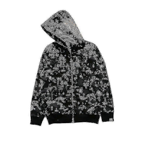 Bape - Jaw Camo vetoketjullinen huppari miesten collegepusero Et-YoGO BLACK XS