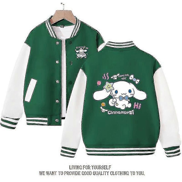 Kevät/syksy Sanrio Lasten Takki Cinnamoroll Takit Söpö Anime Sarjakuva Kawaii Löysät Urheilu Baseball Vaatteet Syntymäpäivälahja green 110