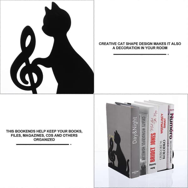 [KK] Decorative Cat Bookends 1 Pair Creative Cat Shaped Bookshelf