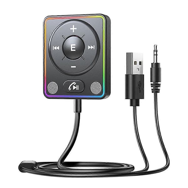 Bluetooth 5.4 AUX Biladapter [Stærkere Dobbelte Mikrofoner & Støjreduktion] Bluetooth Modtager til Bil M