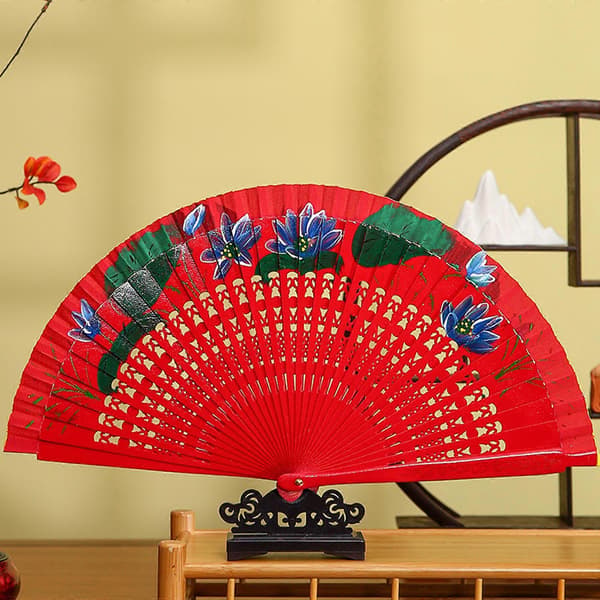 Spansk Danseventilator Håndmalet Kunstventilator Foldbar Danseventilator Glat Åbning og Lukning Blomstermaling Træventilator Grøn Green
