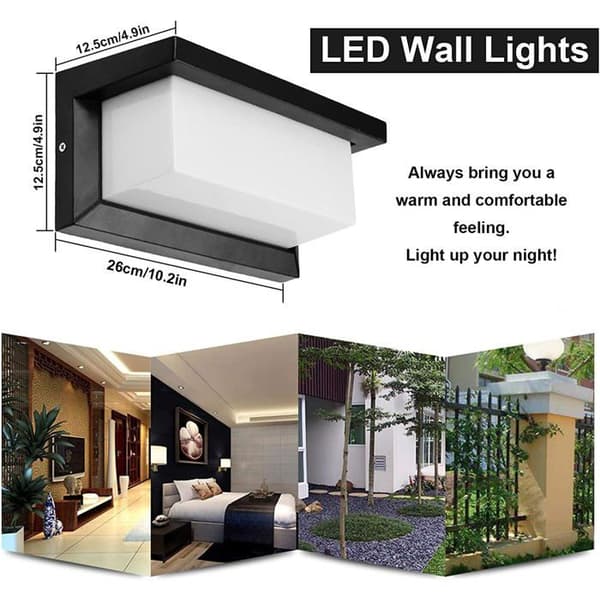 Udendørs væglampe - Kubemodel - 18W LED 6000K - Bevægelsessensor - IP65