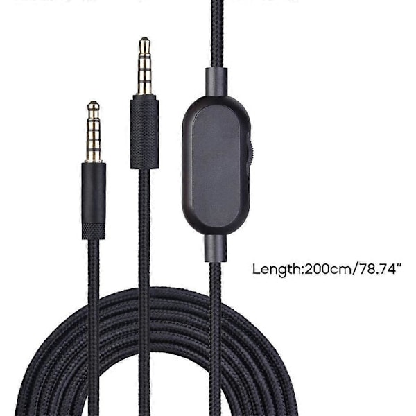 Høykvalitets OFC Flettet Kabel for Astro A10 A40 Gaming Headset med Mute-knapp Black