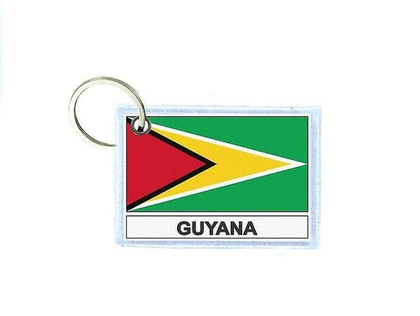 Nyckelring tryckt dubbelsidig flagga GUY Guyana