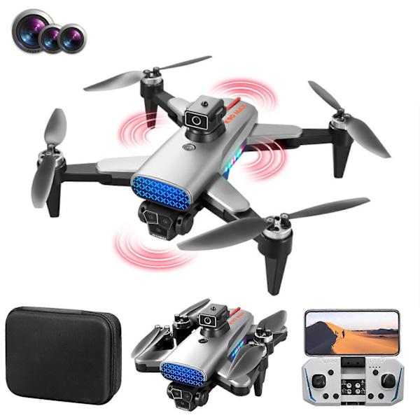 GPS-drönare med 4K-kamera för vuxna, RC-quadcopter med automatisk återvändning, Följ mig, Borstlös motor, Cirkelflygning, Ruttflygning, Höjdhållning, Huvudlöst läge Silver
