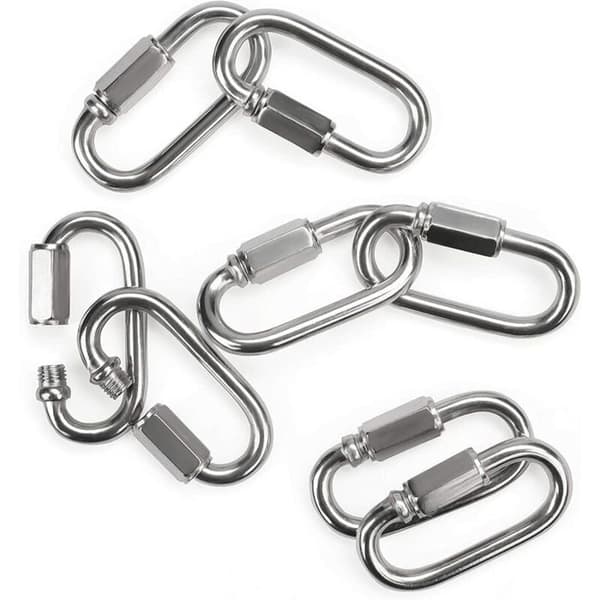 M6 Skruelås Quick Link i Rustfrit Stål (Pakke med 8) - 5,9 cm - Oval D-formet Kædeled - Karabinhage