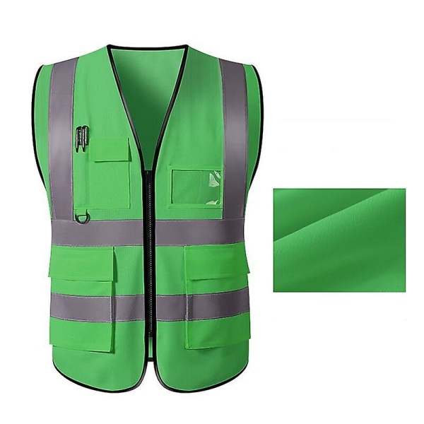 Reflekterande säkerhetsväst Ljus färg Trafikväst med flera fickor Railway Coal Miners Uniform andas reflexväst