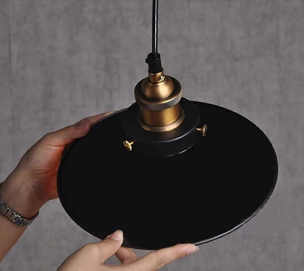 2 stk. E27 Vintage Metal Pendellamper Retro Loft black
