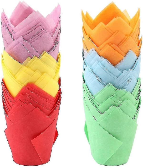 150 Stk. Mini Bageforme Tulipan Bageforme Cupcake Papir Muffinforme Til Bryllup, Fødselsdag, Ba