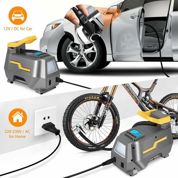 RYTTGOP Luftkompressor - 220V 12V - 150PSI - LED-belysning - 4 ventiladaptere