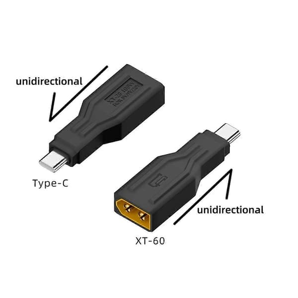 XT60 til USB C-adapter Energilagring XT60 han til Type-C han 100W 20V opladningsstik til bærbare computere LED robotstøvsuger Black