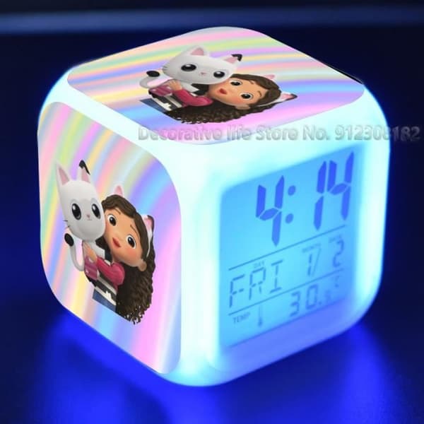 Vækkeur - Gabby - Dukkehus - Digitalt Display - LED Ur - Til Børn