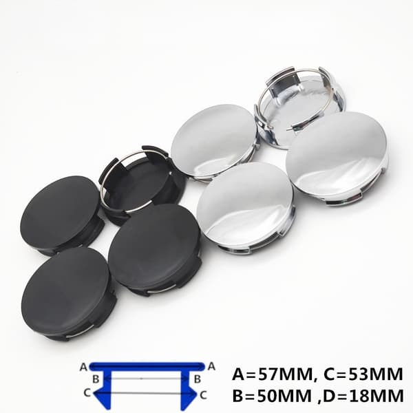 [KK] 4-pakning senterkopper – hjulnav-emblem sølv 65 mm Silver 57mm Silver