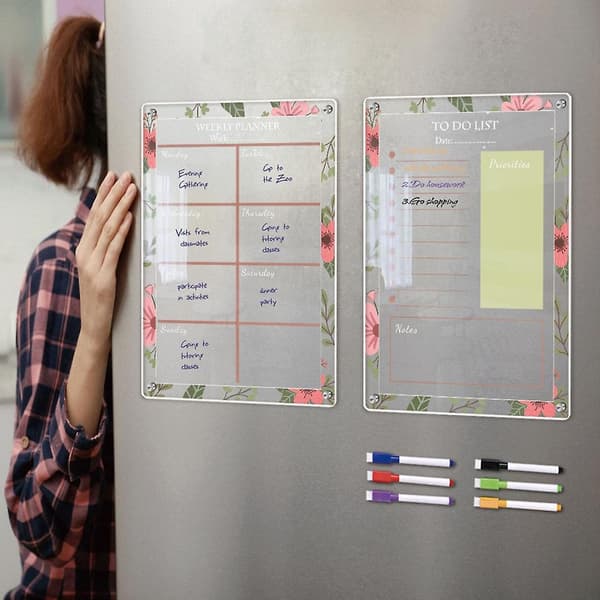 [KK] Magnetic Weekly Planner Whiteboard Refrigerator Magnet Daily Message Board Schedule Board C C 8