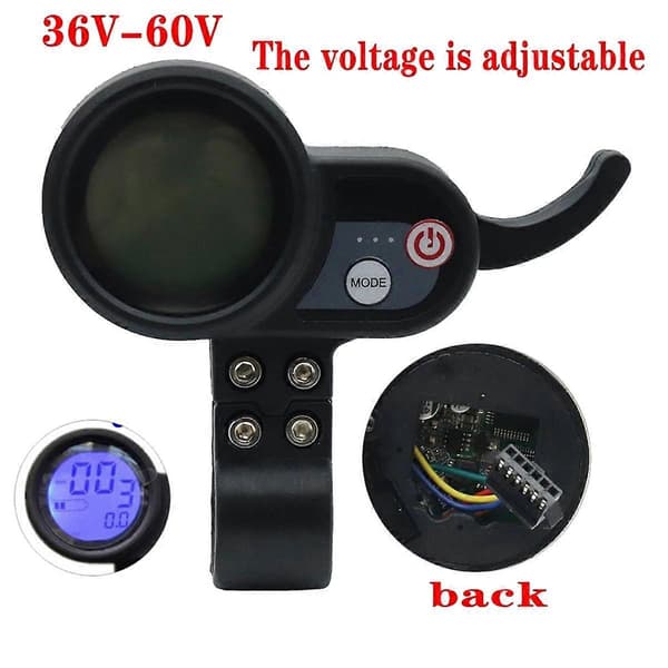 36V-60V LCD-display Dashboard E-scooter E-cykelmätare Elektrisk skoteracceleratortillbehör för JP Black